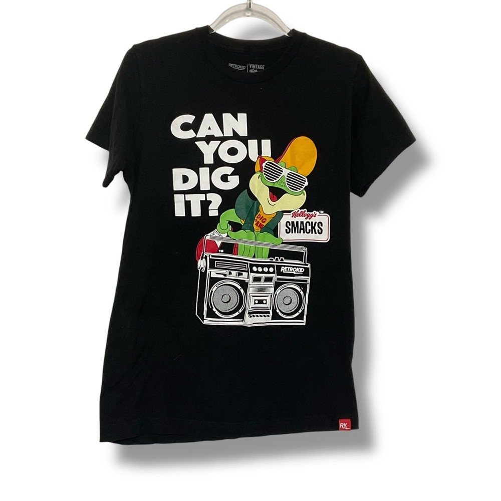 Vintage Kelloggs Tee Sugar Smacks Frog Can You Dig It Black T Shirt Size Small - Picture 1 of 7